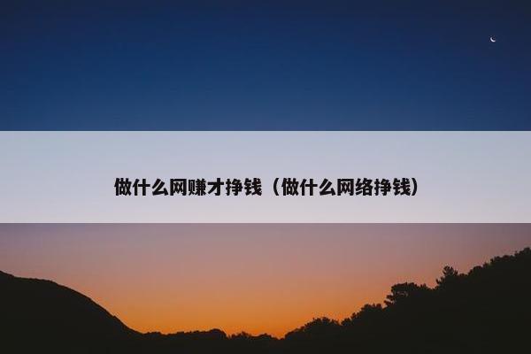 做什么网赚才挣钱（做什么网络挣钱）