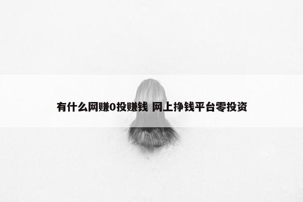 有什么网赚0投赚钱 网上挣钱平台零投资