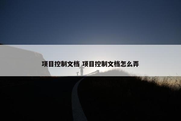 项目控制文档 项目控制文档怎么弄